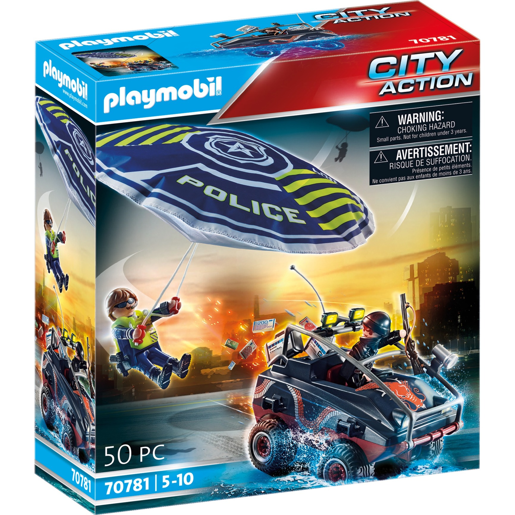 Spielzeug: PLAYMOBIL 70781 City Action - Polizei-Fallschirm: Verfolgung des Amphibien-Fahrzeugs