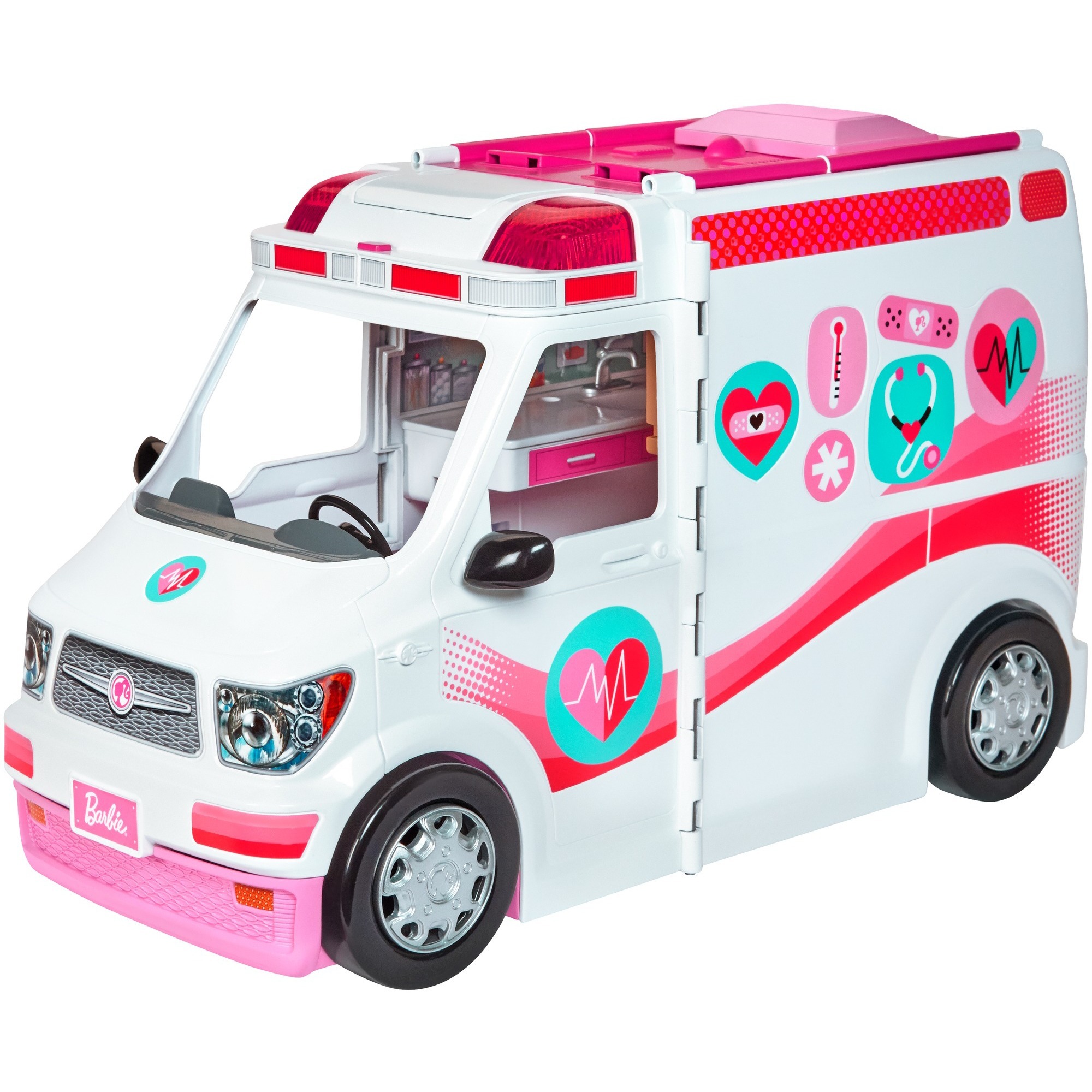 Barbie 2-in-1 Krankenwagen Spielset (mit Licht & Geräuschen), Spielfahrzeug