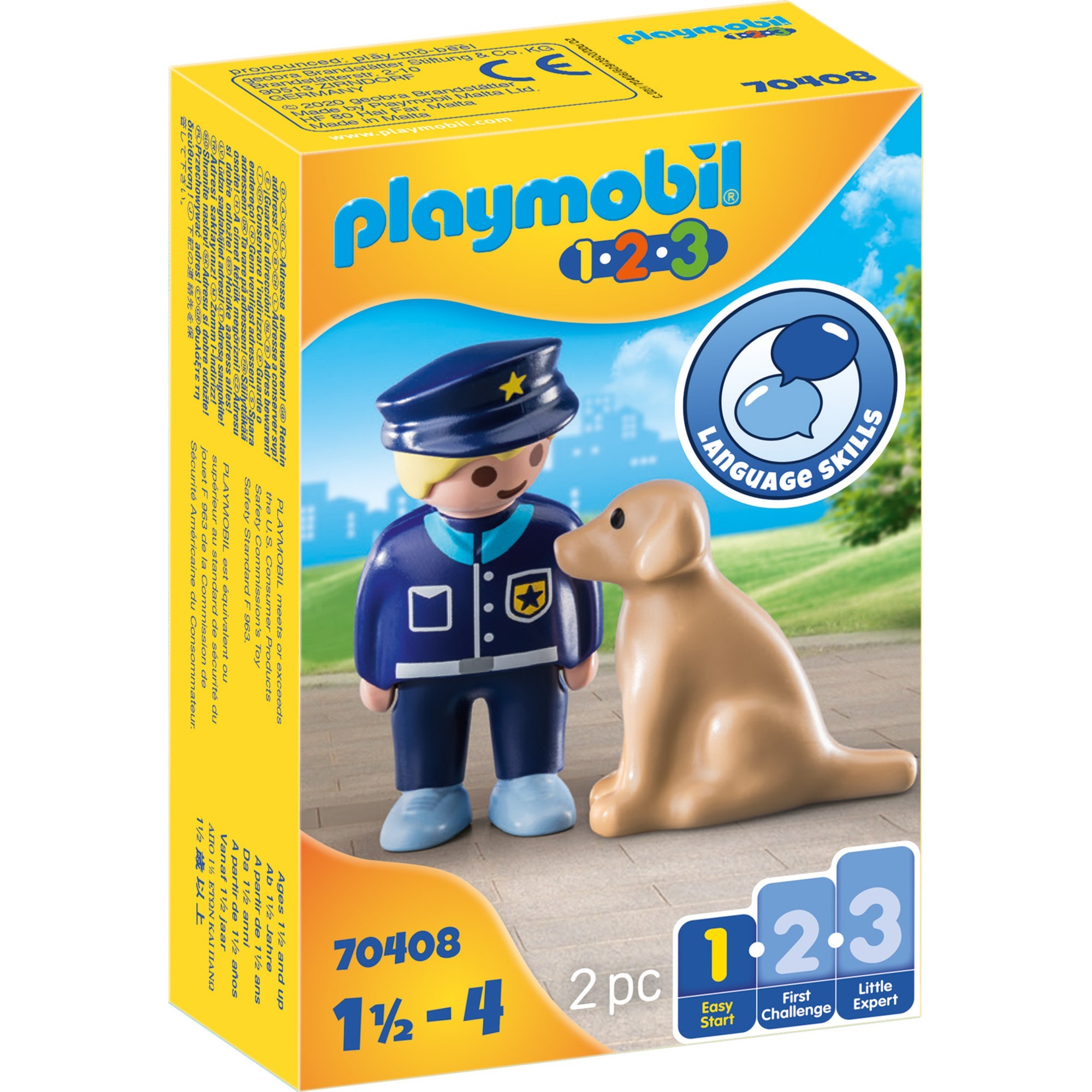 70408 1.2.3 Polizist mit Hund, Konstruktionsspielzeug
