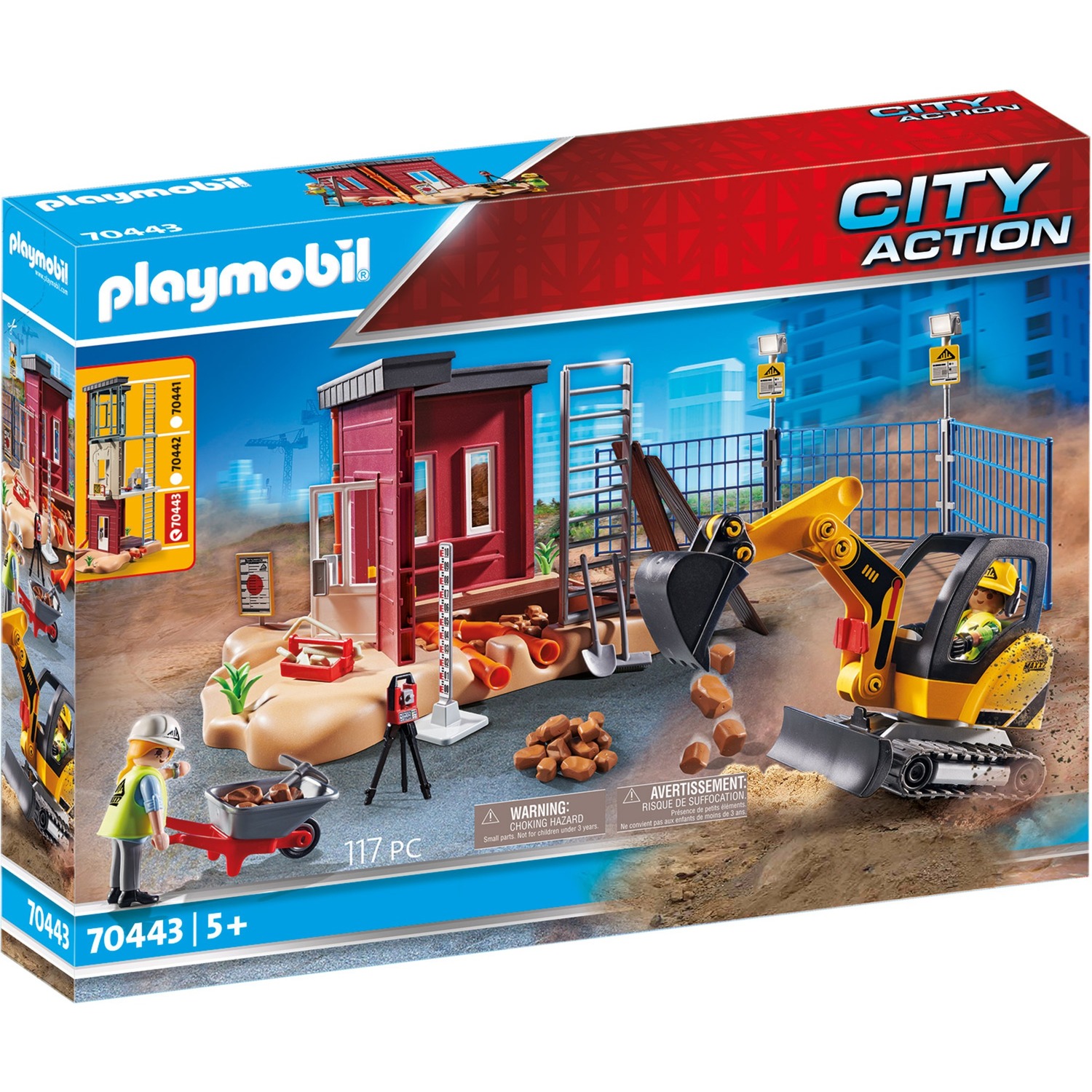 70443 City Action Minibagger mit Bauteil, Konstruktionsspielzeug