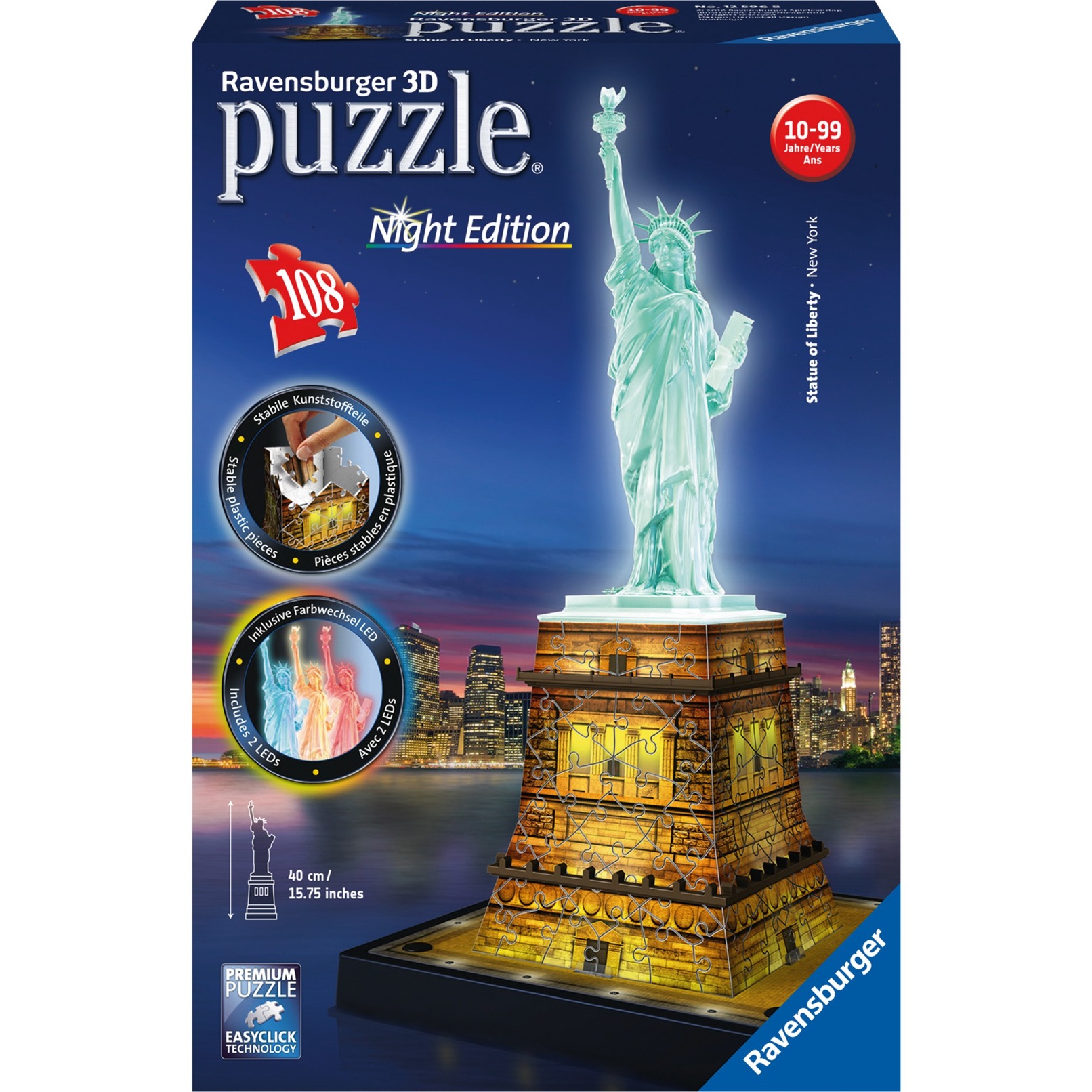 Ravensburger 3D Puzzle – Freiheitsstatue bei Nacht | 04005556125968 Ravensburger 3D Puzzle – Freiheitsstatue bei Nacht | 04005556125968