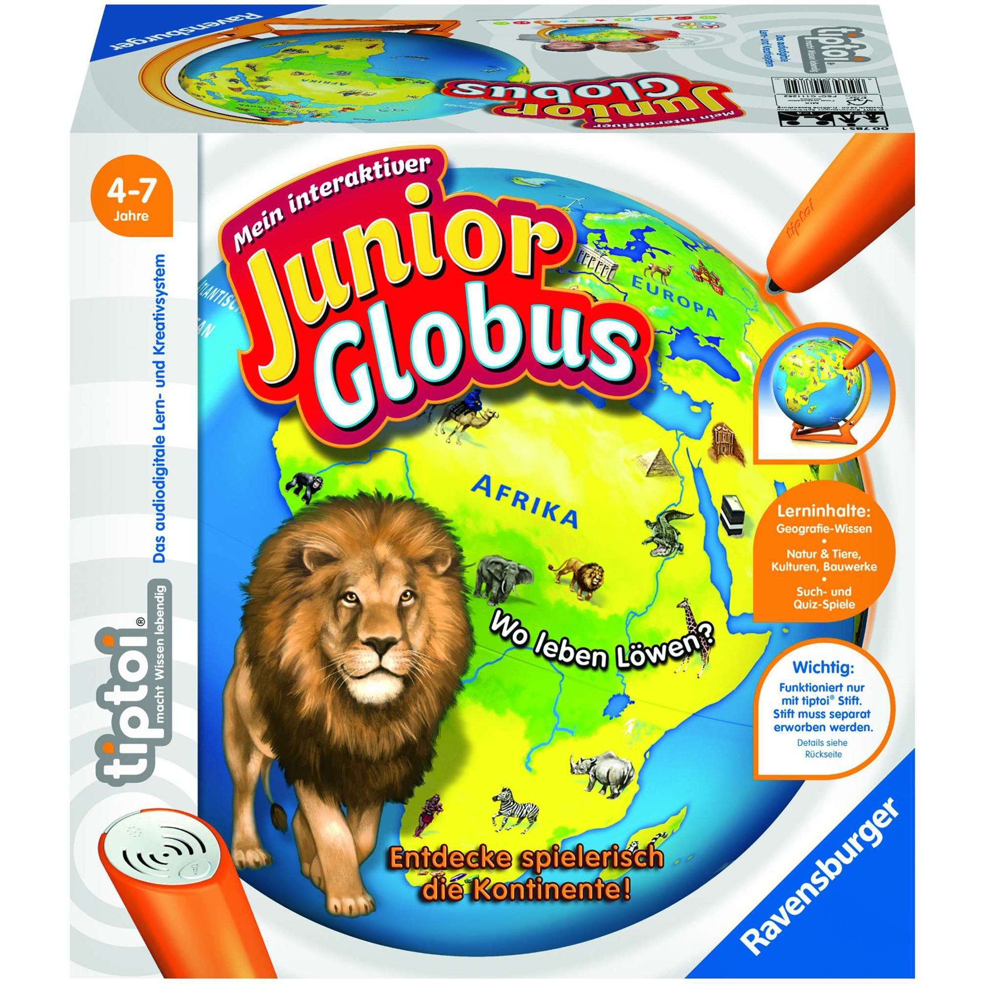 Ravensburger tiptoi Mein interaktiver Junior Globus, Lernspaß | 04005556007851 Ravensburger tiptoi Mein interaktiver Junior Globus, Lernspaß | 04005556007851