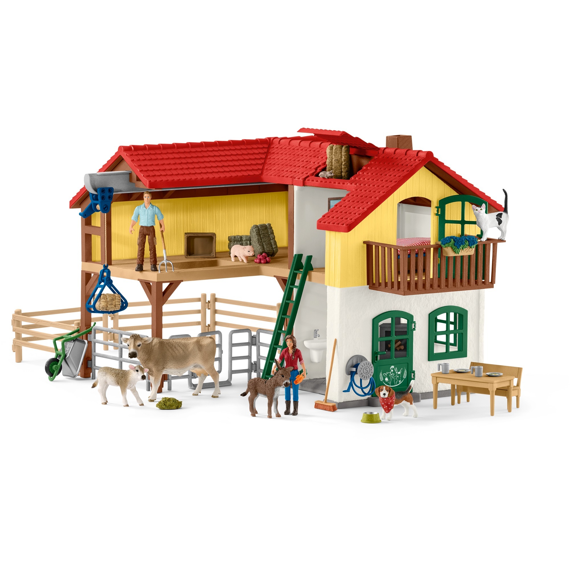 Spielzeug: Schleich Farm World Bauernhaus mit Stall und Tieren, Spielfigur