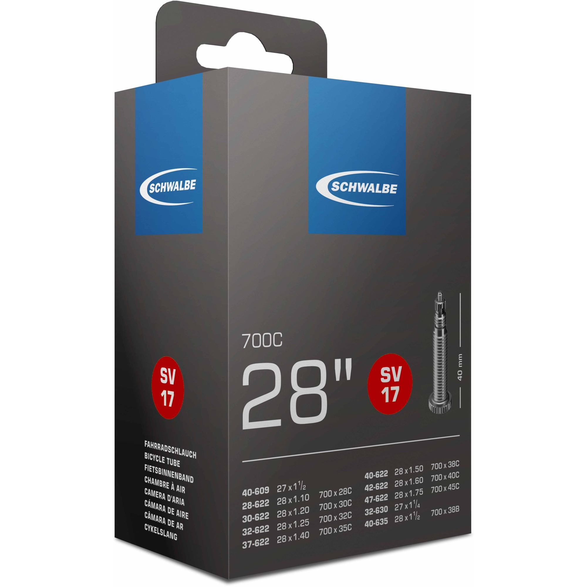 Schwalbe Schlauch 28-47/622 SV17-40 | 04026495098564 Schwalbe Schlauch 28-47/622 SV17-40 | 04026495098564