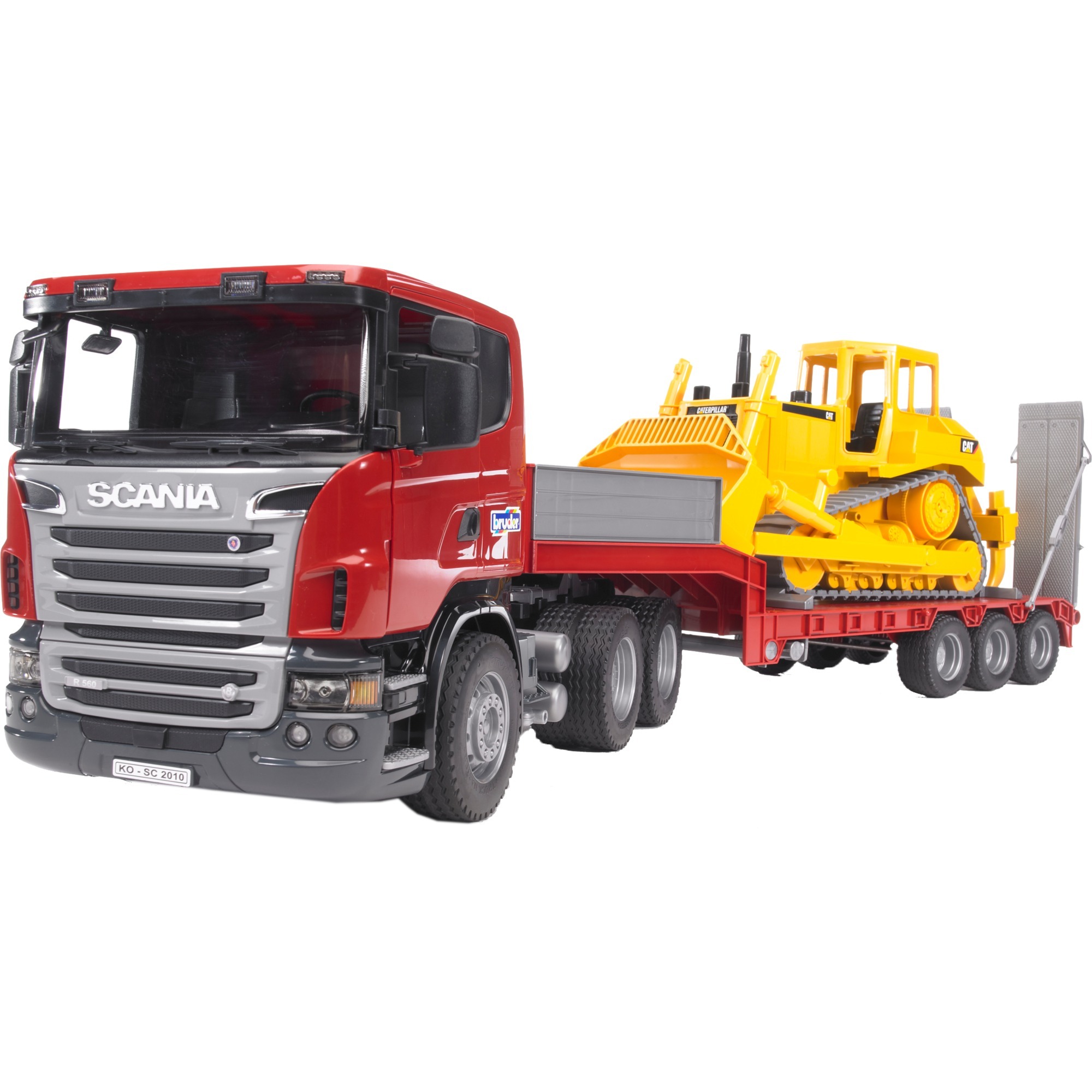 Bruder Scania R-Serie LKW mit Tieflader und CAT Bulldozer, Modellfahrzeug | 04001702035556 Bruder Scania R-Serie LKW mit Tieflader und CAT Bulldozer, Modellfahrzeug | 04001702035556