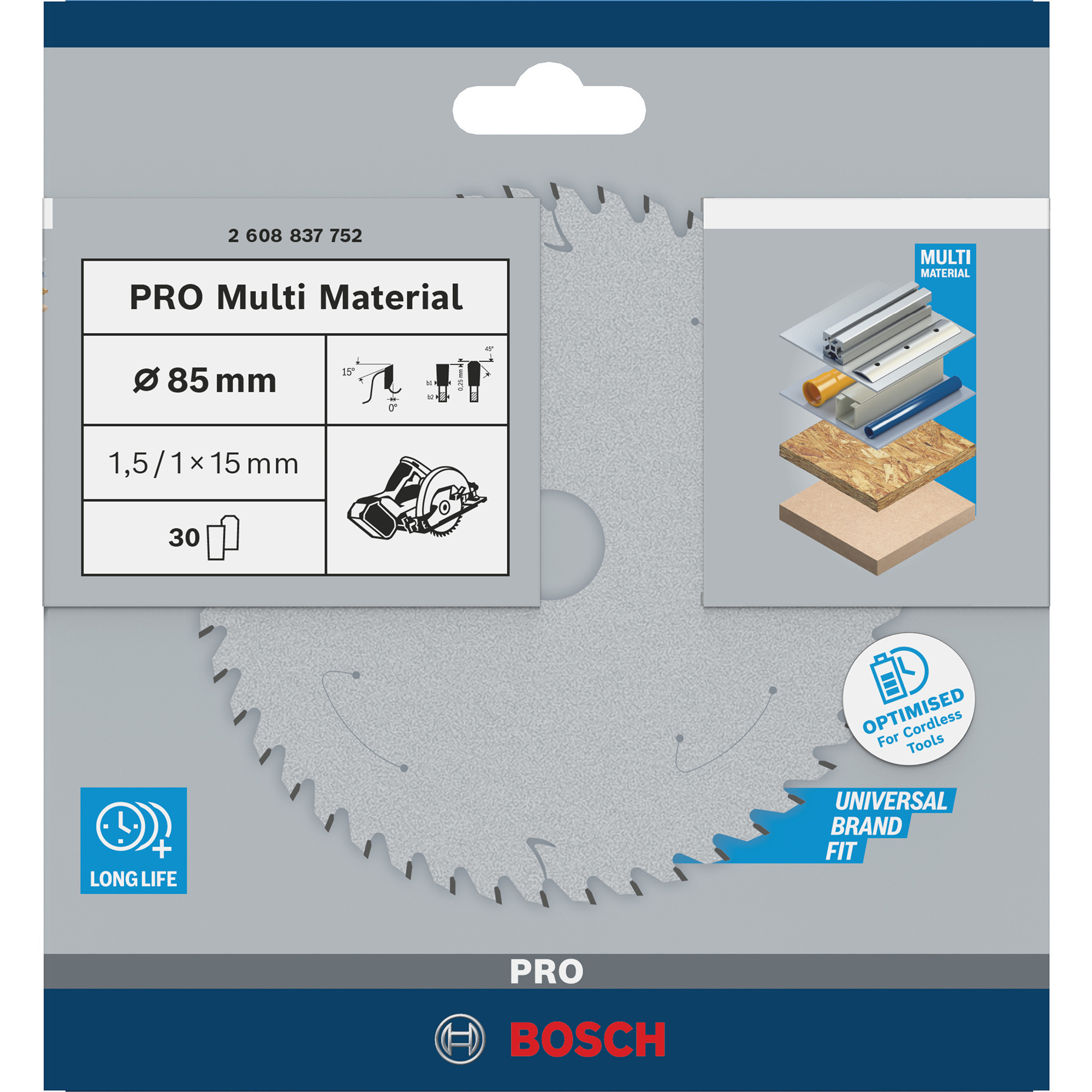 PRO Multi Material Kreissägeblatt, Ø 85mm, 30Z