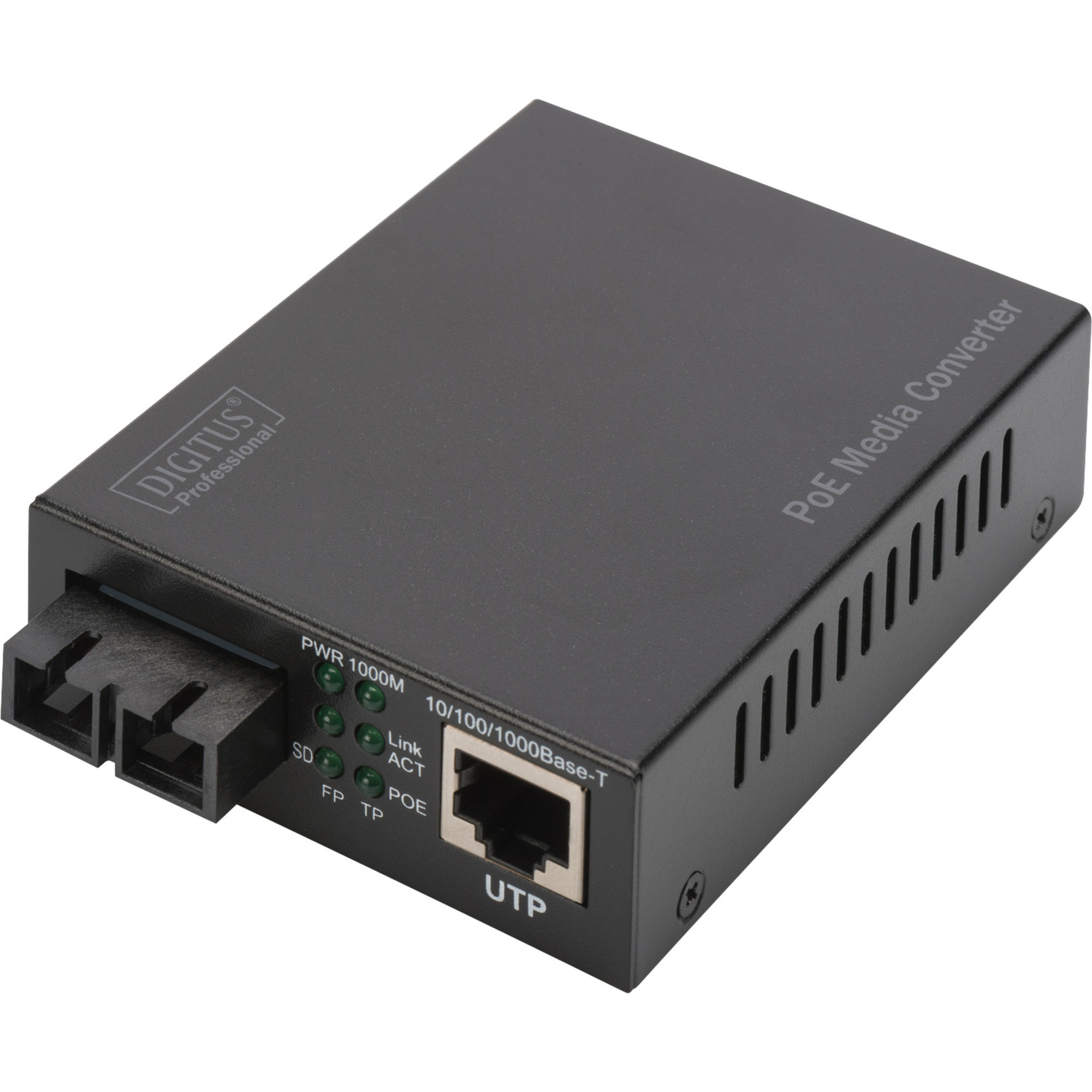 Gigabit PoE Medienkonverter, RJ45 / SC, MM, PSE