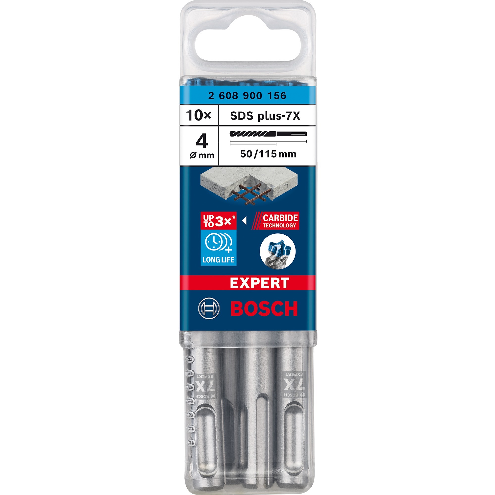 EXPERT Hammerbohrer SDS-plus-7X, Ø 4mm, 10 Stück