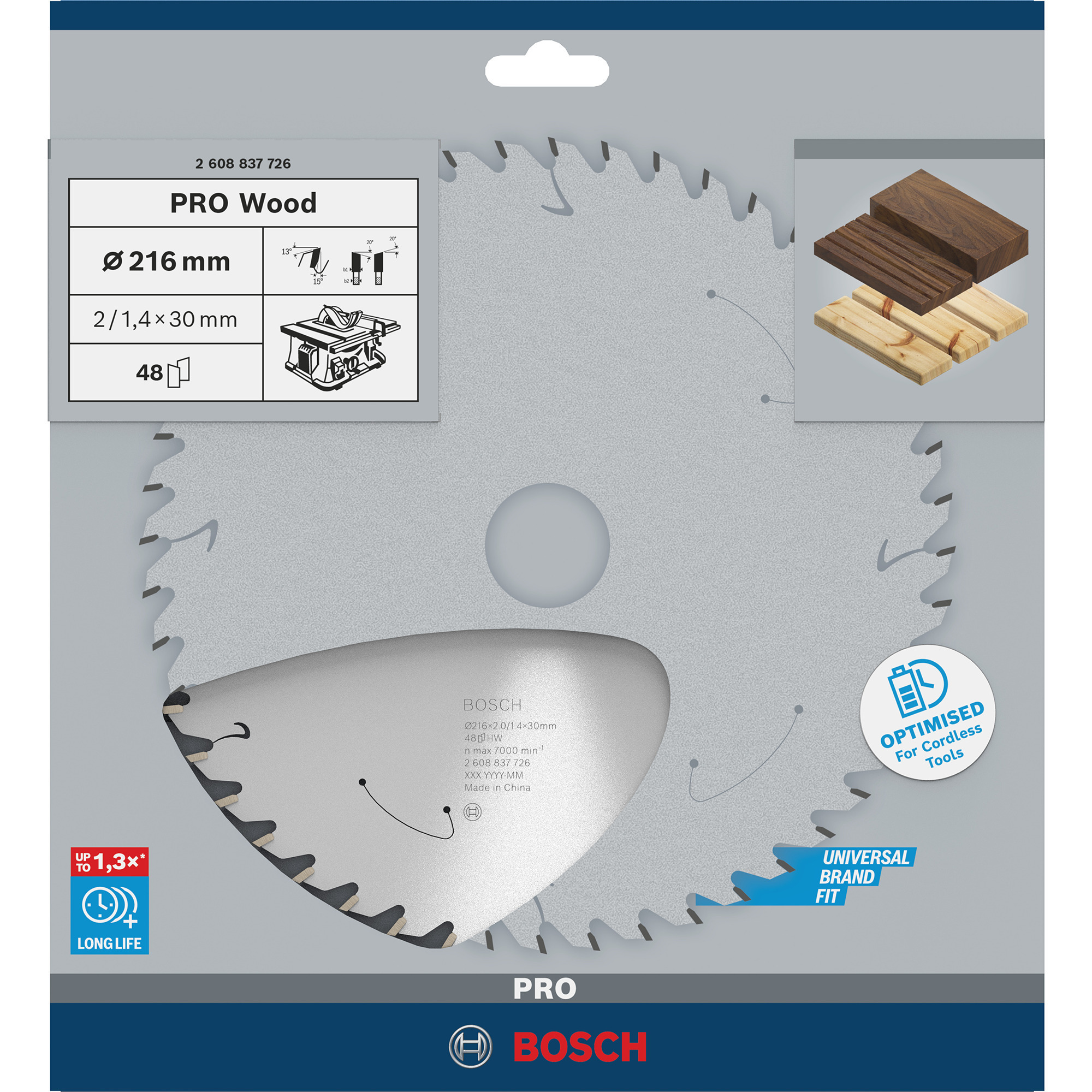 PRO Wood cordless Kreissägeblatt, Ø 210mm, 48Z