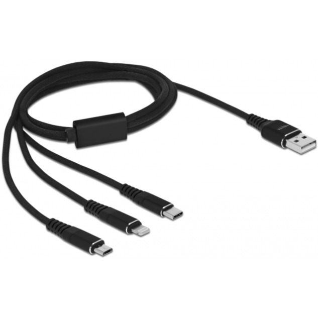 USB Ladekabel, USB-A Stecker > USB-C + Micro USB + Lightning Stecker
