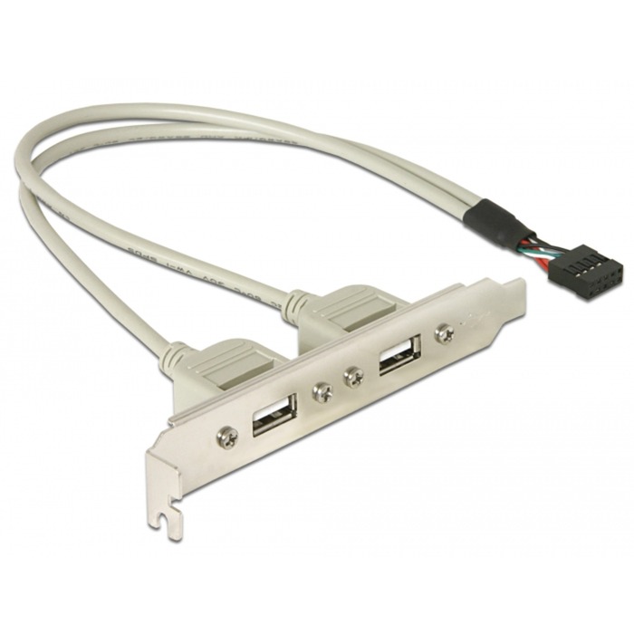 USB 2.0 Slotblende, 10 Pin Header > 2x USB-A Buchse