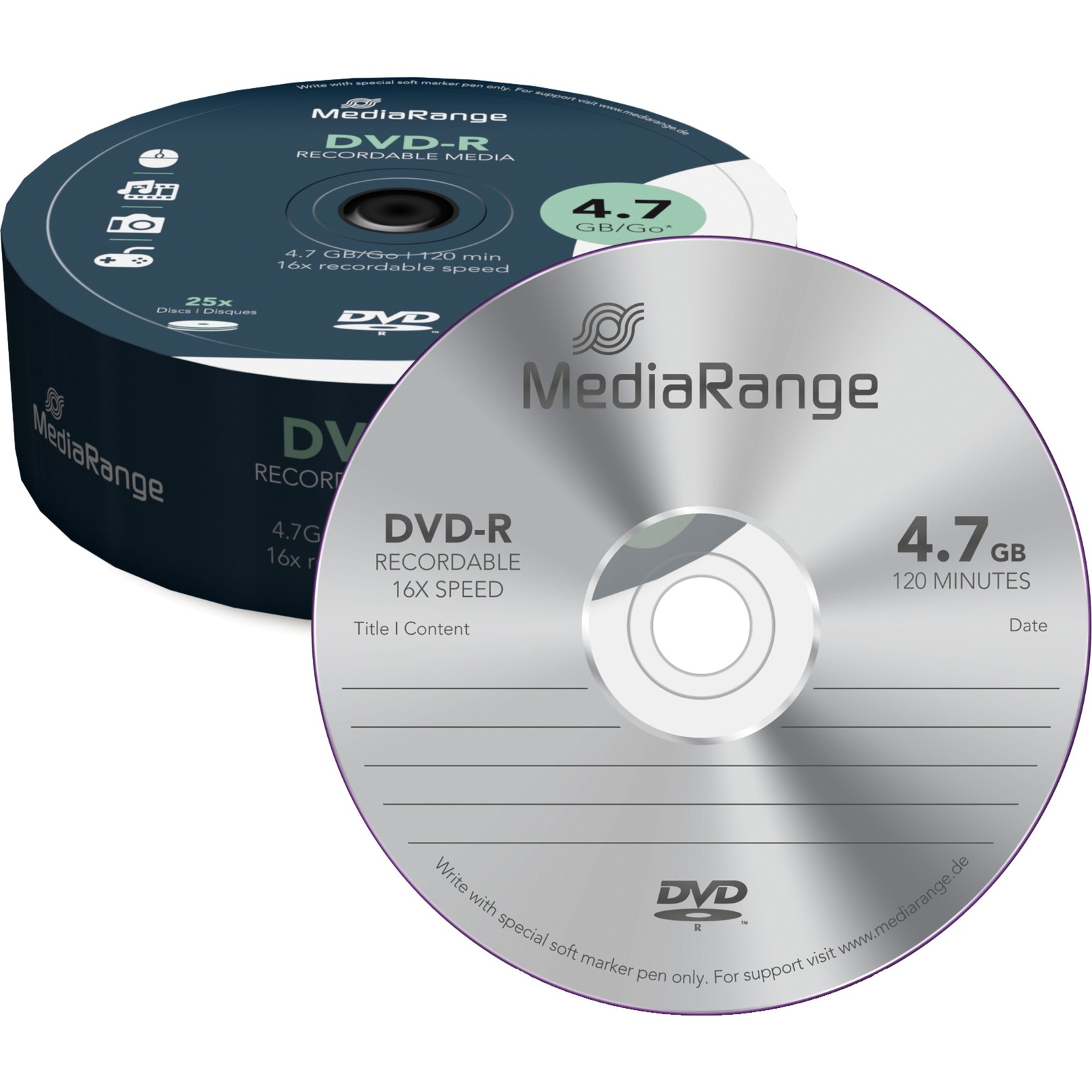 MediaRange DVD-R 4,7 GB, DVD-Rohlinge | 04260057125040