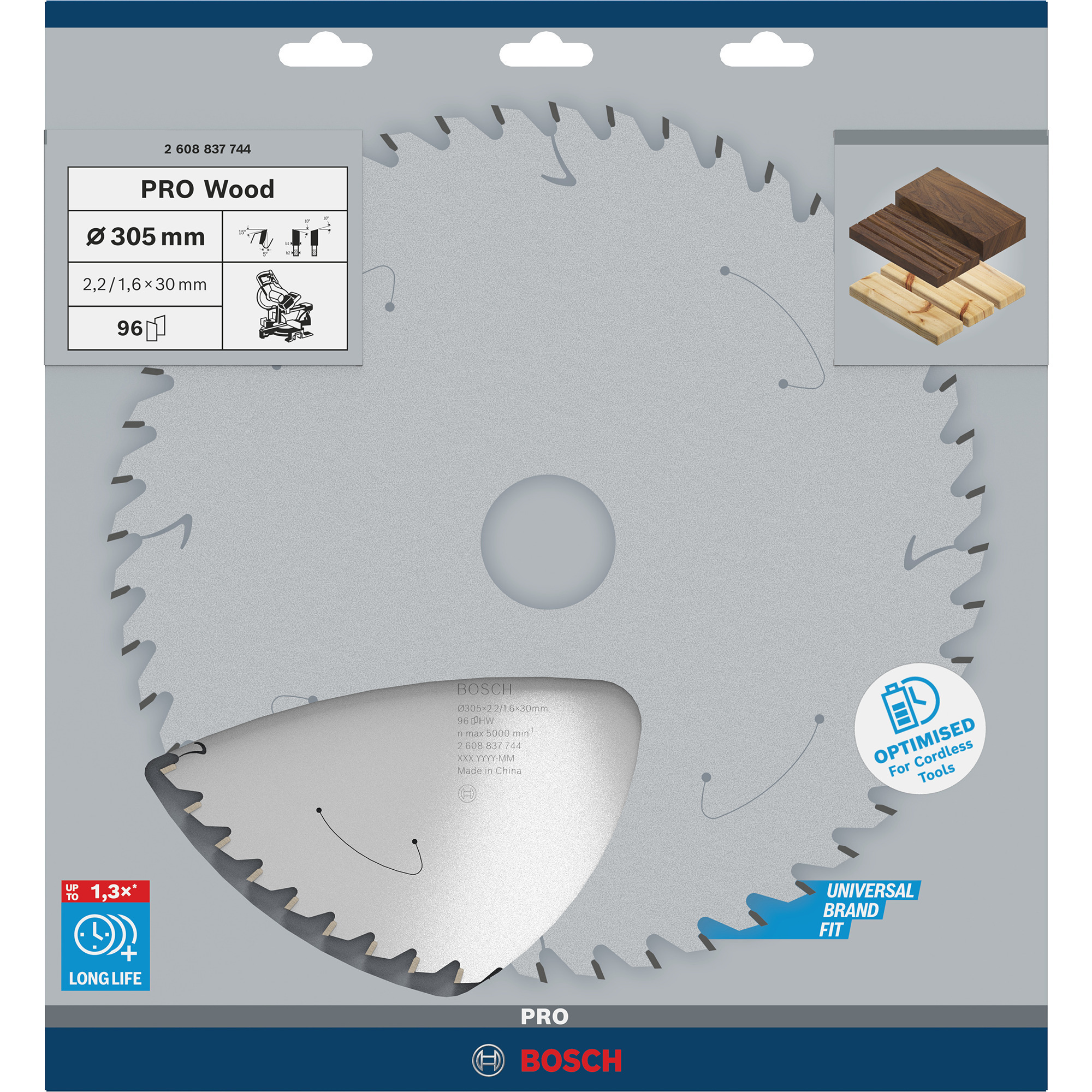 PRO Wood cordless Kreissägeblatt, Ø 305mm, 96Z