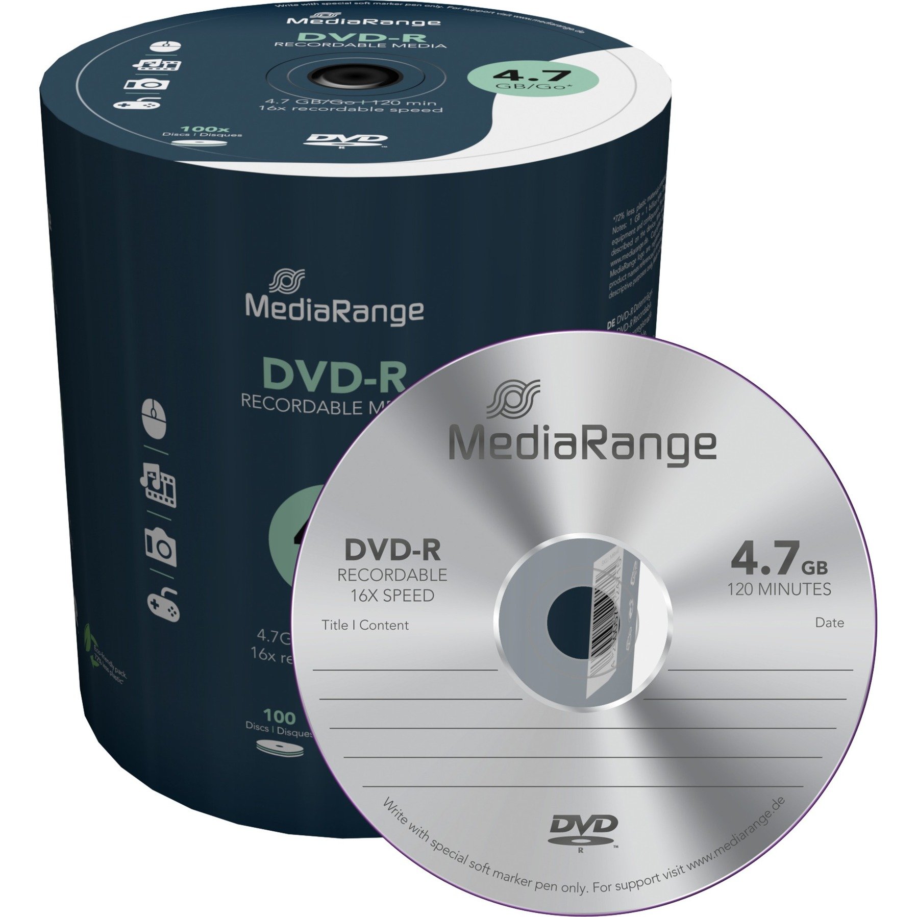 MediaRange DVD-R 4,7 GB, DVD-Rohlinge | 04260057124715