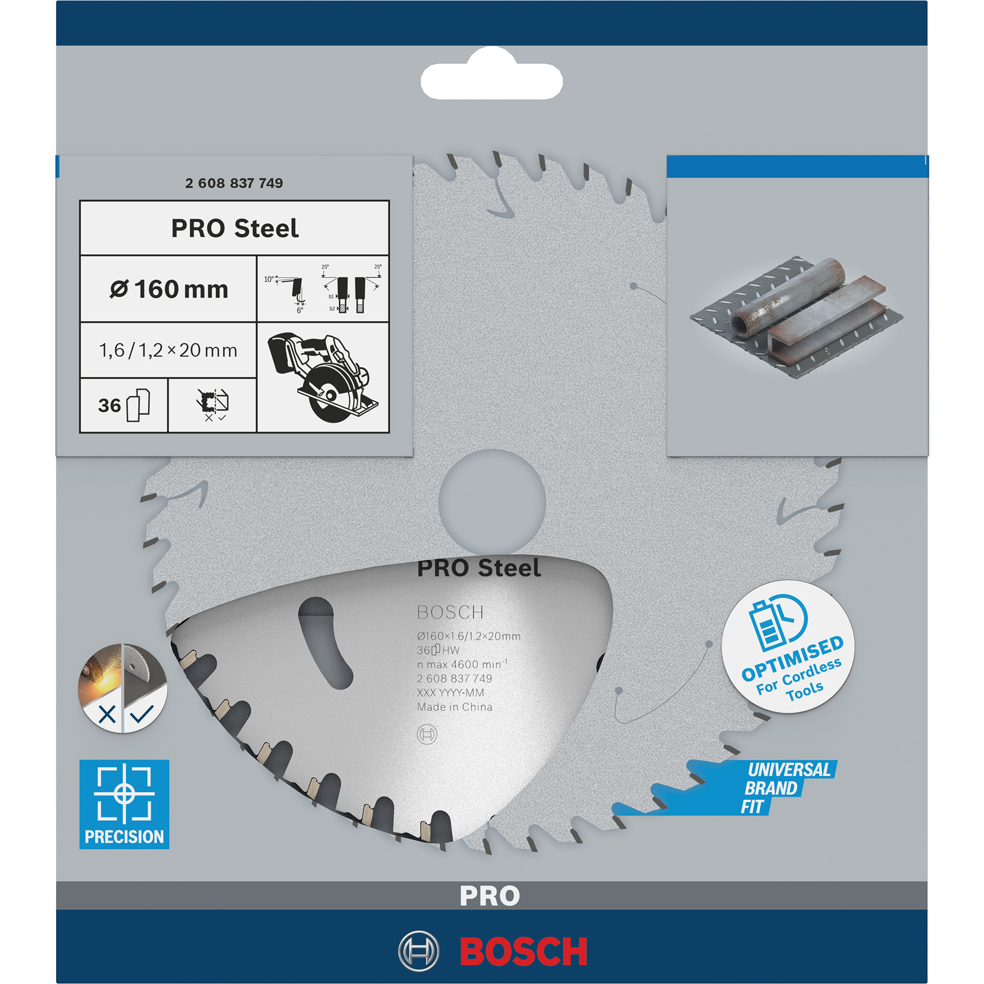 PRO Steel cordless Kreissägeblatt, Ø 160mm, 36Z
