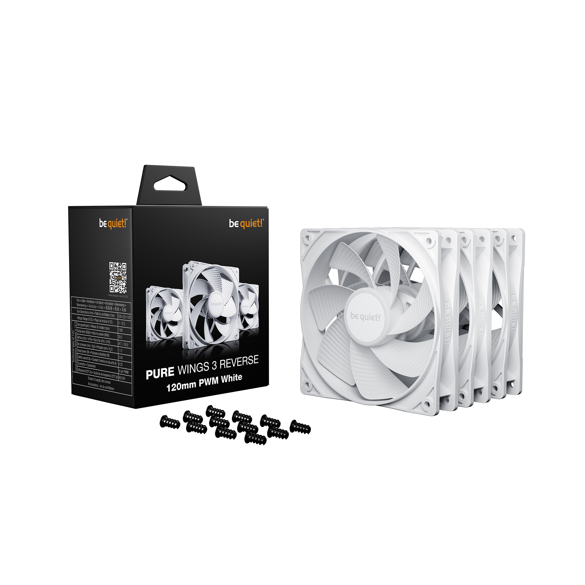 Pure Wings 3 120mm PWM Reverse White 3-Pack, Gehäuselüfter