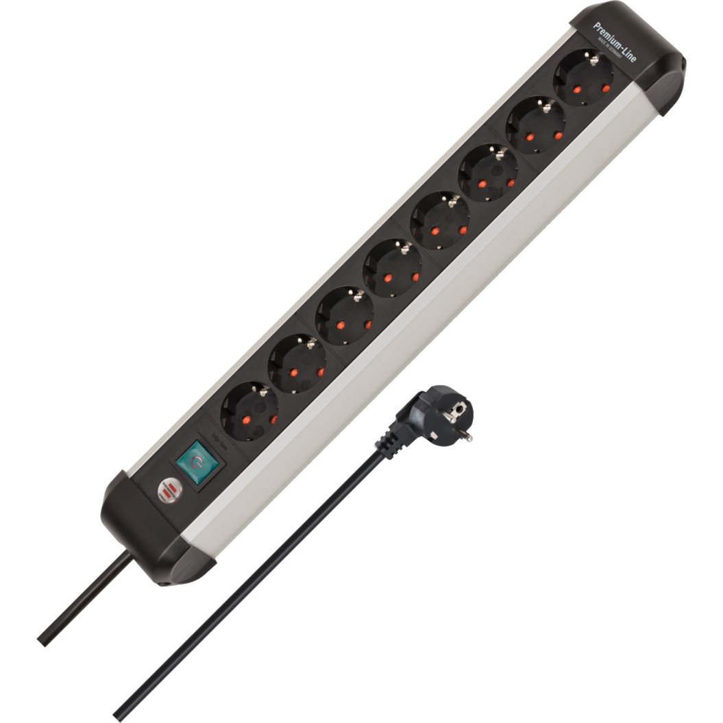Premium-Alu-Line Steckdosenleiste 8-fach