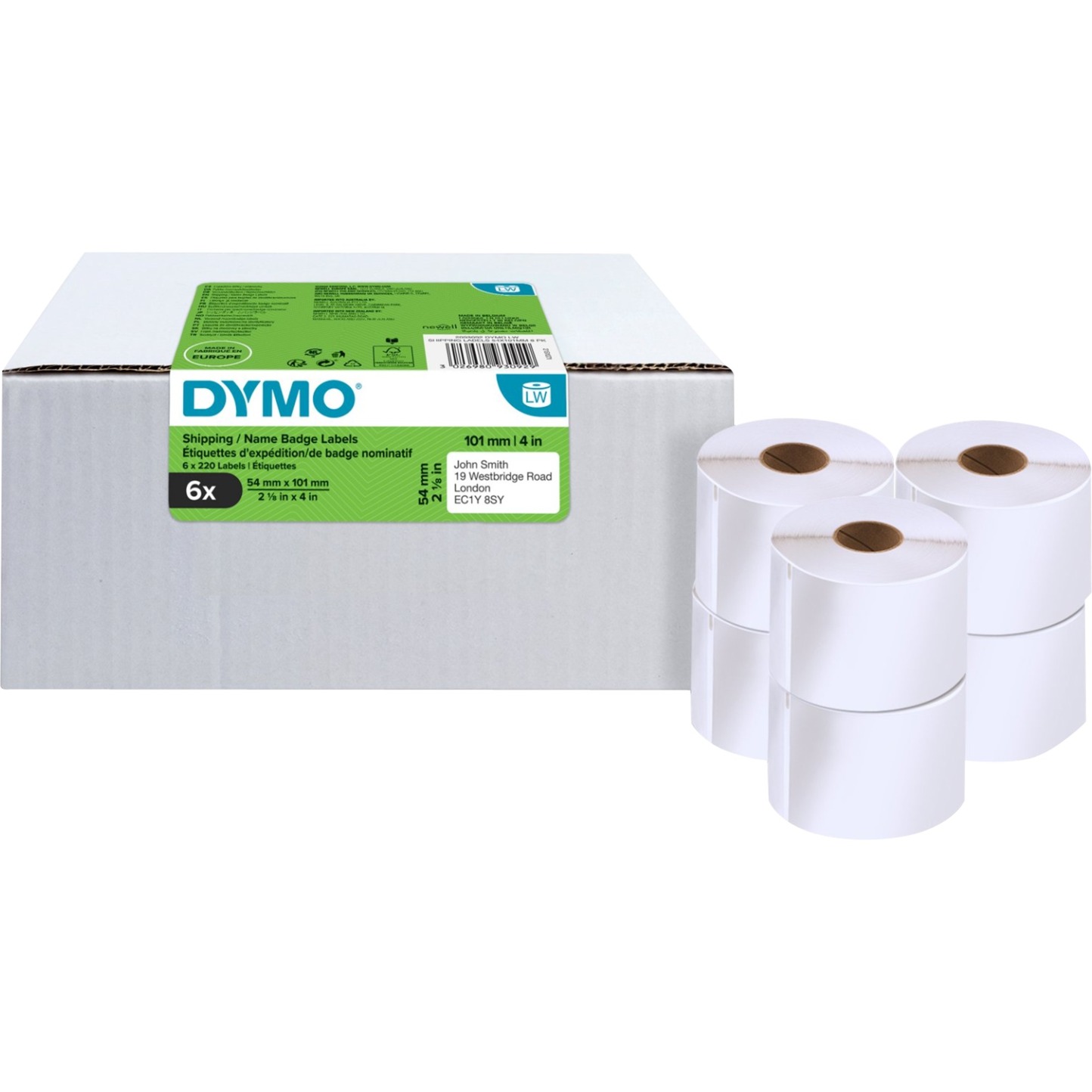 LabelWriter ORIGINAL VORTEILSPACK Versandetiketten 54x101mm, 6 Rollen mit je 220 Etiketten