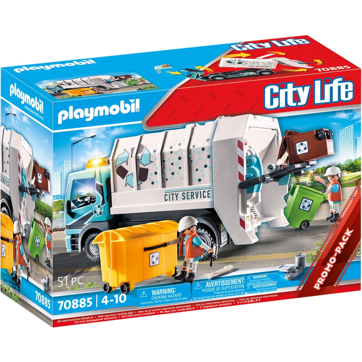 Spielzeug: PLAYMOBIL 70885 Müllfahrzeug mit Blinklicht