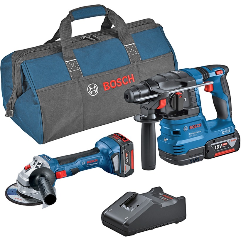 Bosch Kombi-Set Akku-Winkelschleifer GWS 18V-7 + Akku-Bohrhammer GBH 18V-22, Werkzeug-Set | 04053423251029 Bosch Kombi-Set Akku-Winkelschleifer GWS 18V-7 + Akku-Bohrhammer GBH 18V-22, Werkzeug-Set | 04053423251029