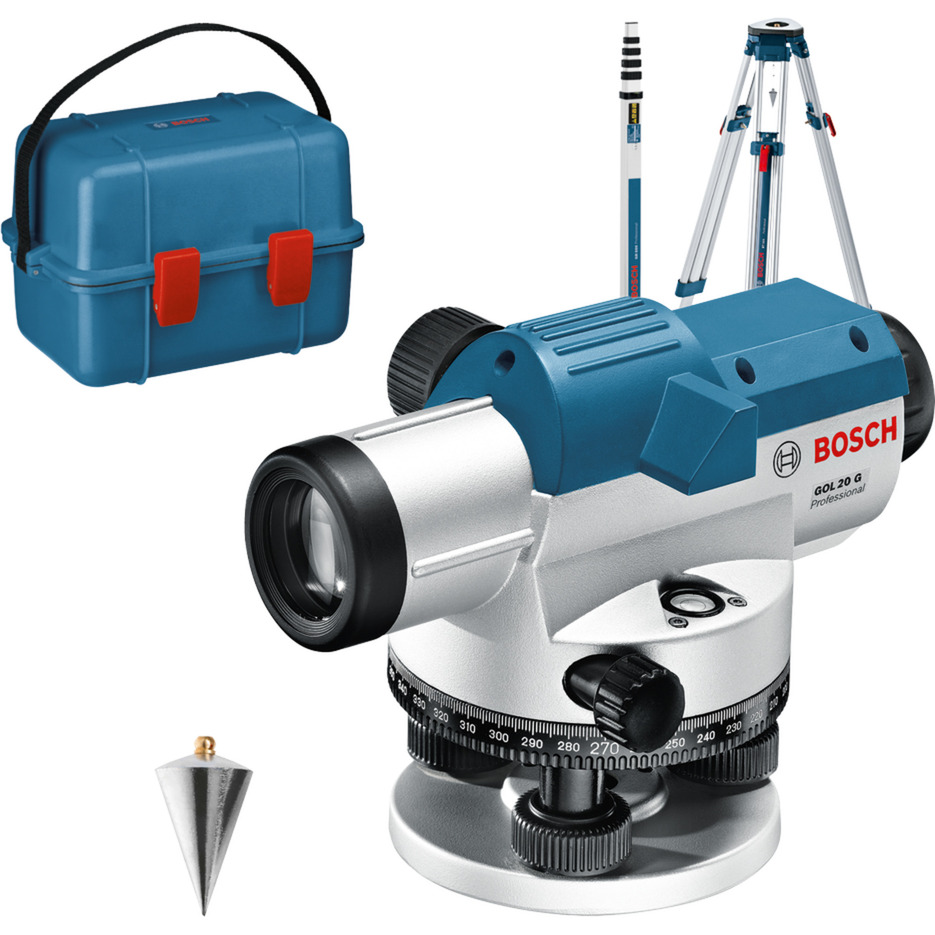 Optisches Nivelliergerät GOL 20 G Professional, mit Baustativ + Messstab
