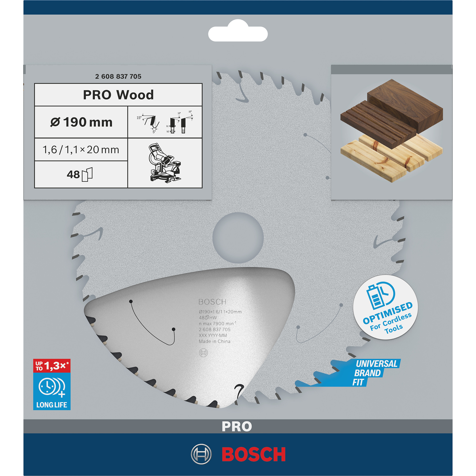 PRO Wood cordless Kreissägeblatt, Ø 190mm, 48Z