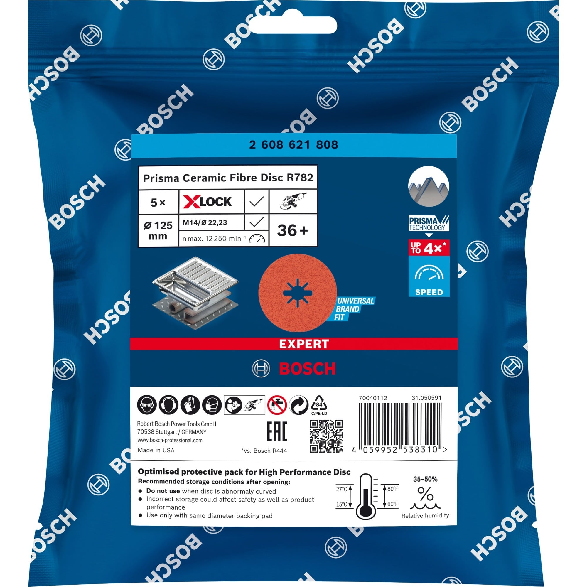 X-LOCK Expert R782 Prisma Ceramic Fiberschleifscheibe, Ø 125mm, K36