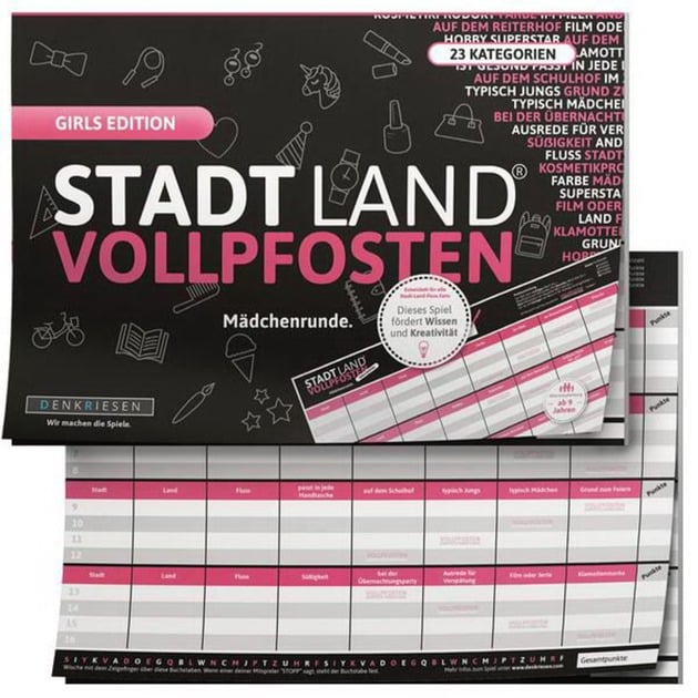Stadt Land Vollpfosten - Girls Edition, Partyspiel