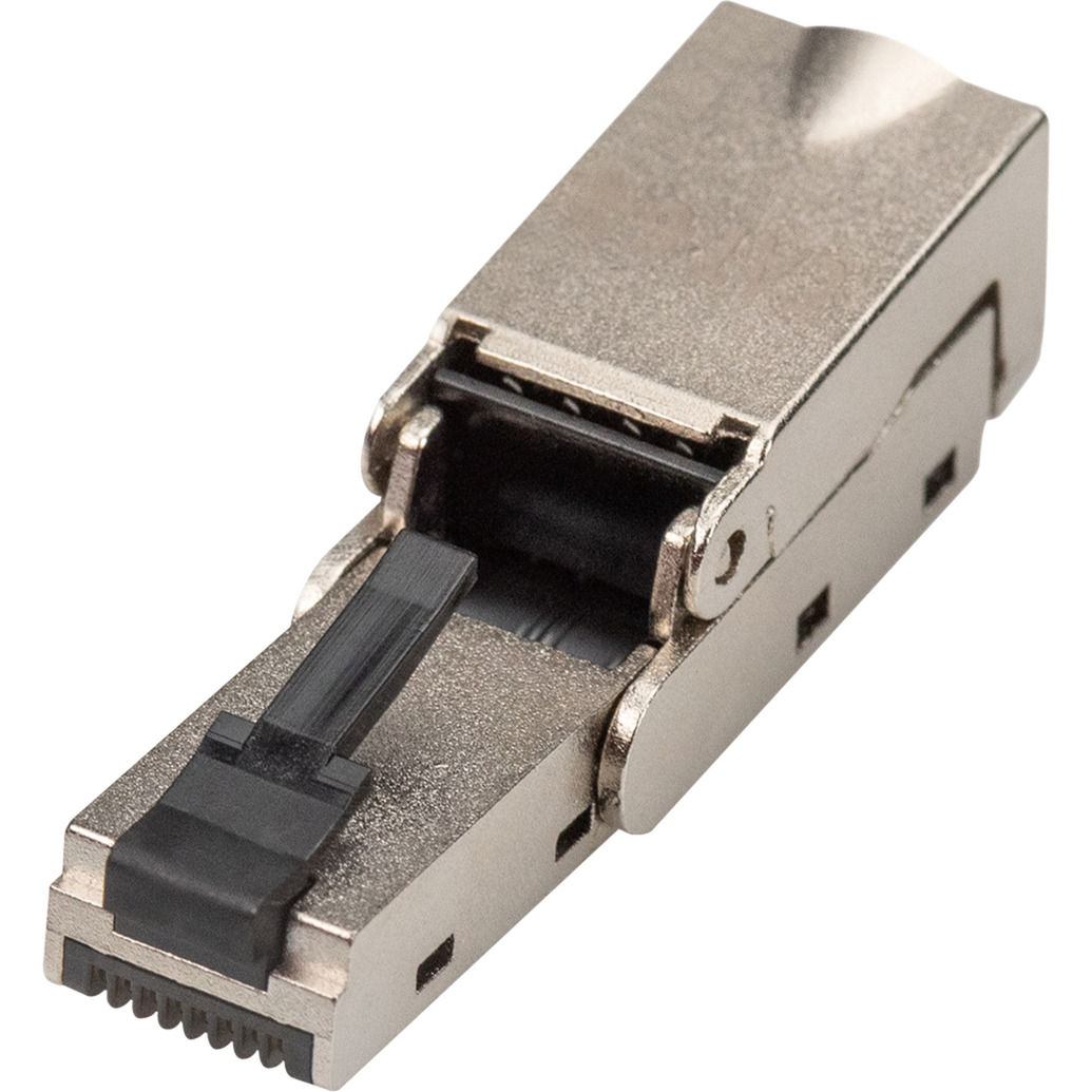 CAT.6a Feldstecker abwinkelbar, STP mit Staubschutzkappe