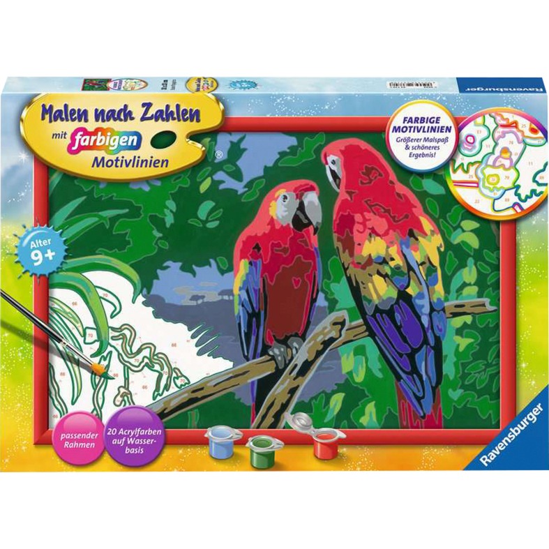Malen nach Zahlen - Bunte Papageien