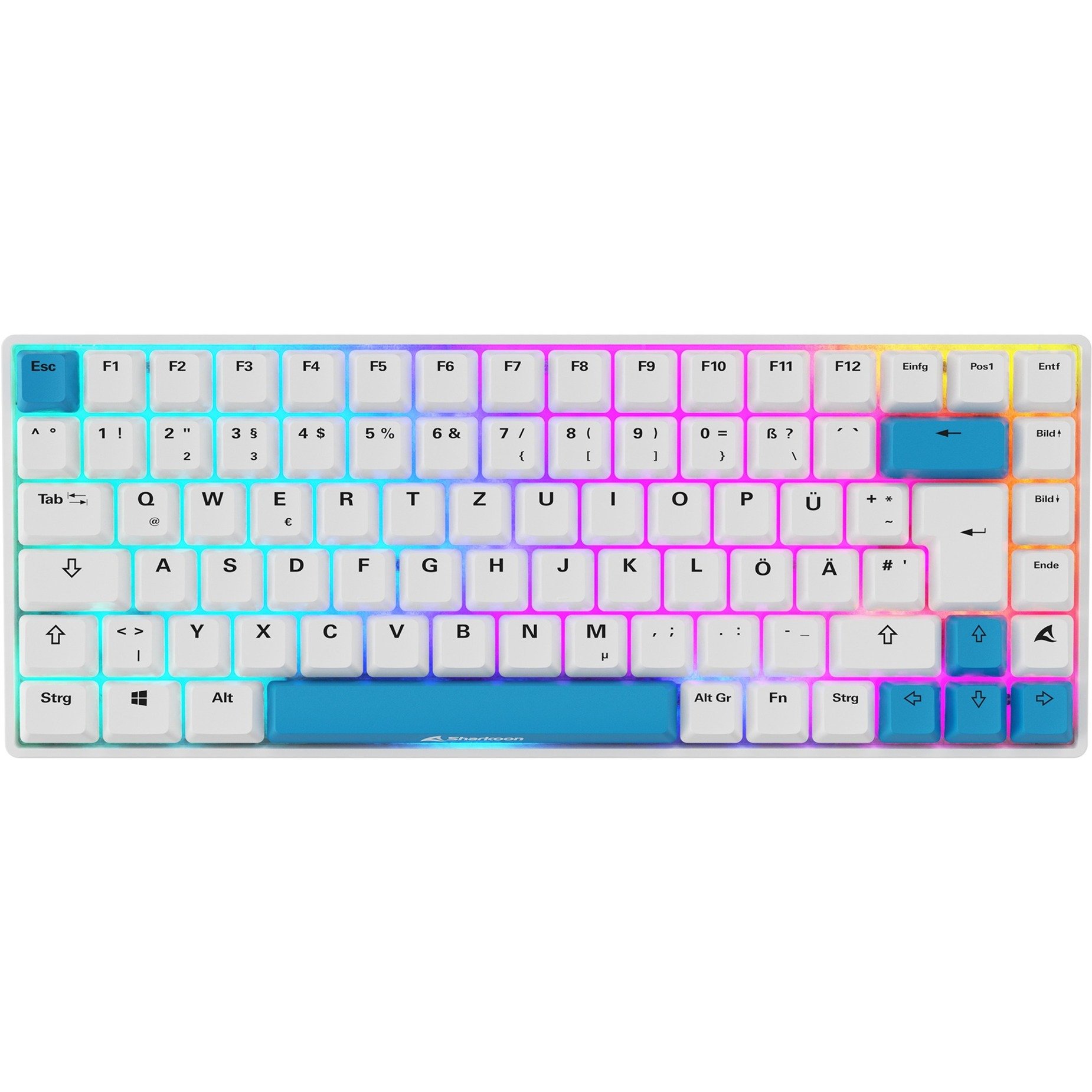 Sharkoon SKILLER SGK50 S3 PBT, GamingTastatur weiß/hellblau, DELayout, Gateron G Pro 3.0 Yellow