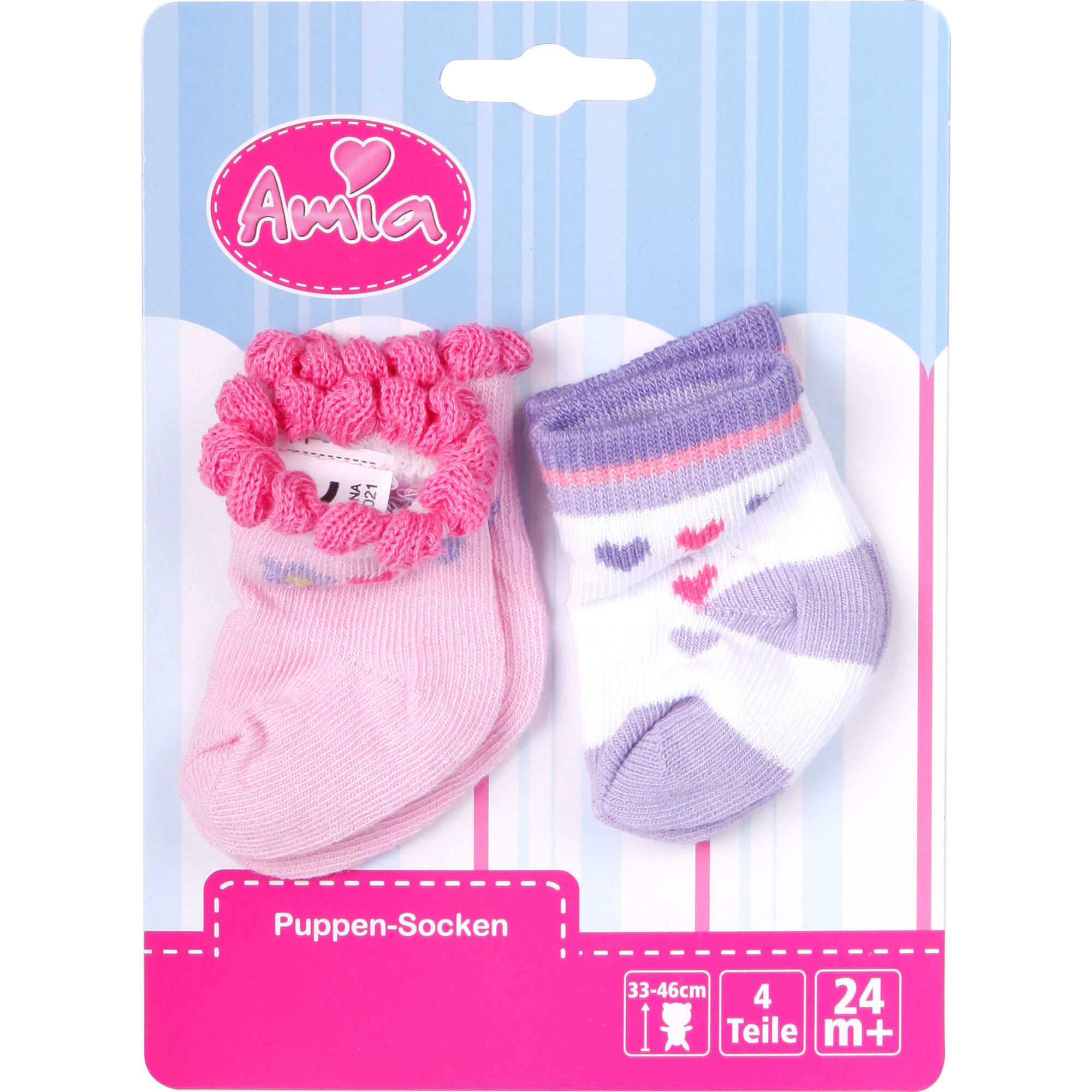Puppensöckchen für Puppen von Größe 28 bis 33 Zentimeter, 2 Paar, Puppenzubehör