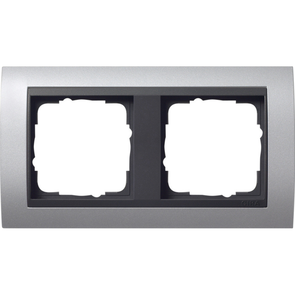 Abdeckrahmen 2-fach Aluminium mit Zwischenrahmen, bruchsicher, für Unterputzmontage