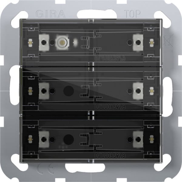 Tastsensor 4 Komfort dreifach für Gira One und KNX mit Inbetriebnahme-Wippe