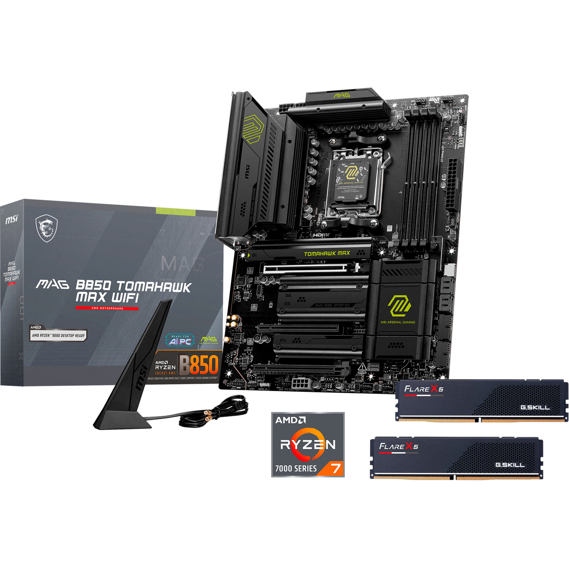 AMD Upgrade Ryzen™ 7 7800X3D + MSI MAG B850 TOMAHAWK MAX WIFI + 32GB 6000-36 RGB, PC-Aufrüstkit