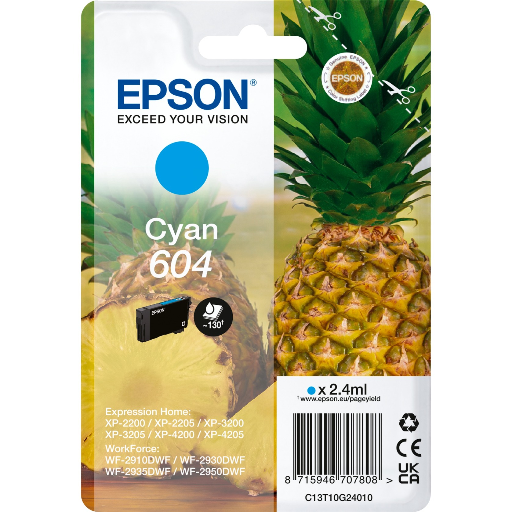 Epson Original 604 Ananas Druckerpatrone - cyan (C13T10G24010)