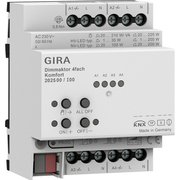 Dimmaktor vierfach Regelgerät KNX Secure Typ 202500