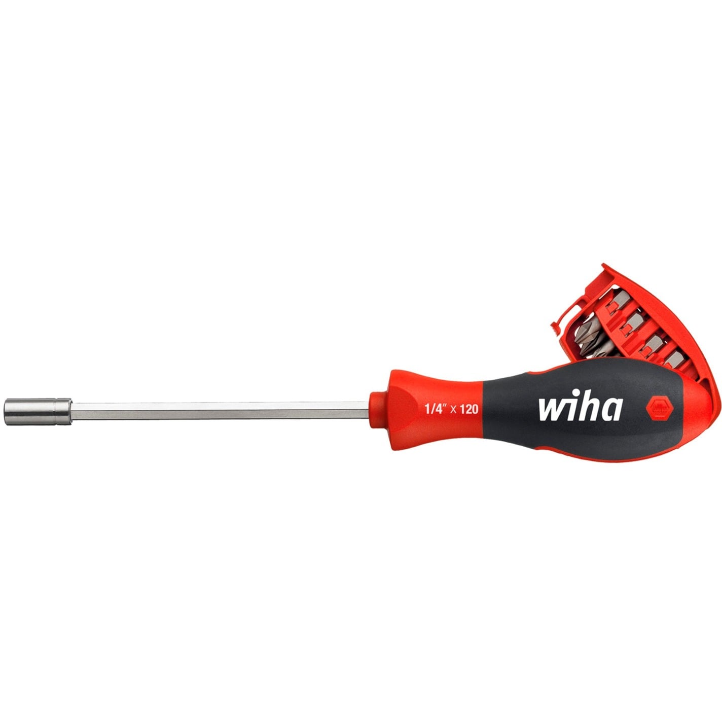 Schraubendreher 1/4", mit Bit-Magazin, magnetisch