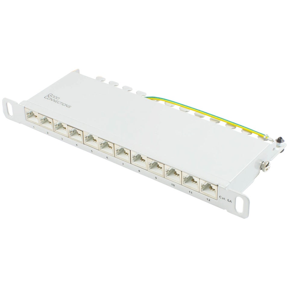 Good Connections Patchpanel 10″ 0,5 HE Cat. 6A 12-Port | 04014619459766 Good Connections Patchpanel 10″ 0,5 HE Cat. 6A 12-Port | 04014619459766