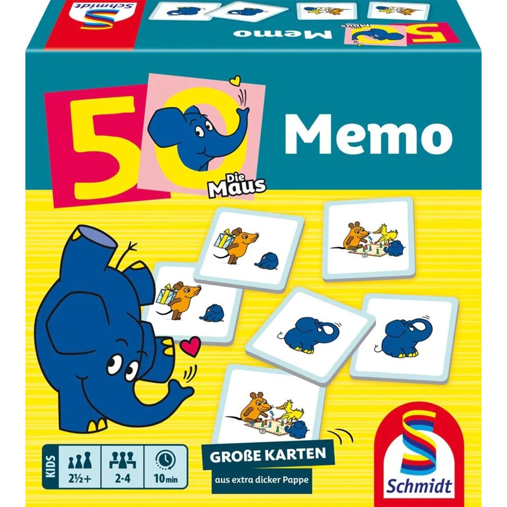 Die Maus: Elefanten-Memo, 50. Geburtstag, Gedächtnisspiel