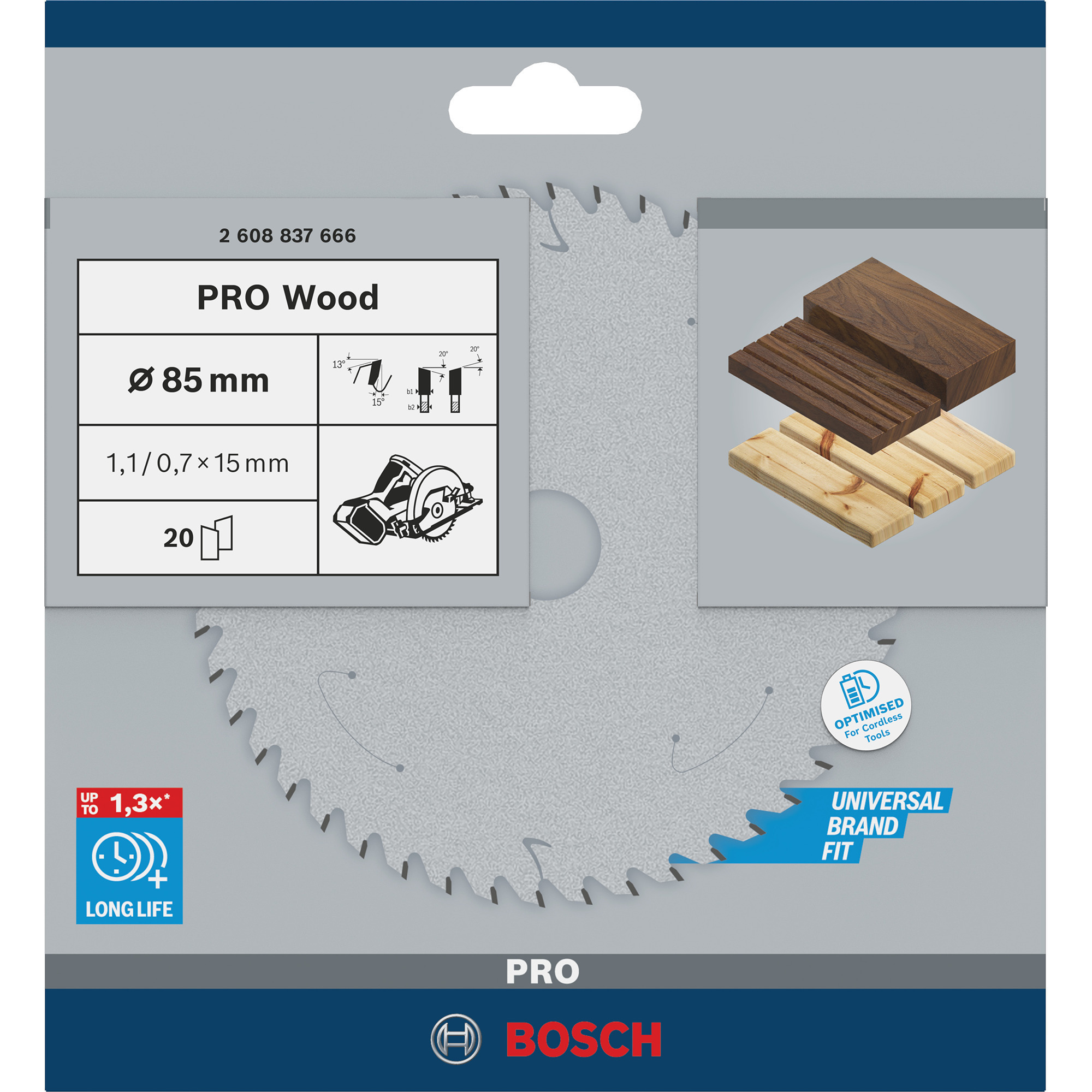 PRO Wood cordless Kreissägeblatt, Ø 85mm, 20Z