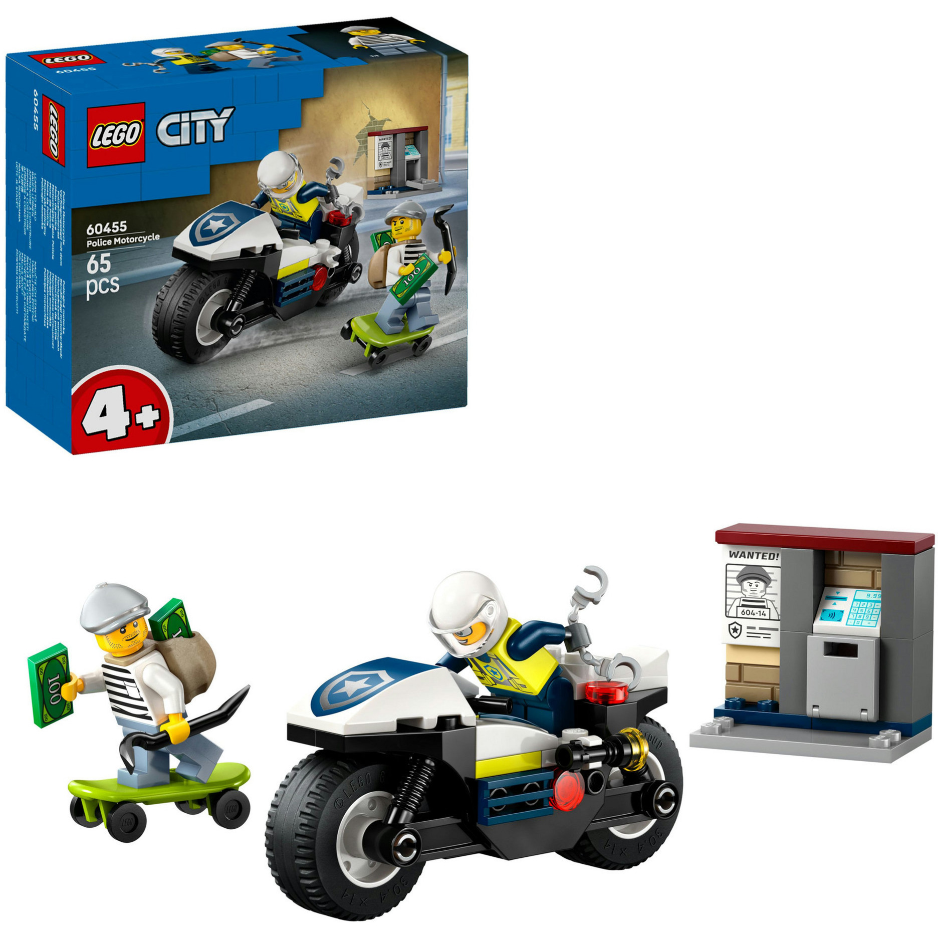 60455 City Verfolgungsjagd mit dem Polizeimotorrad, Konstruktionsspielzeug