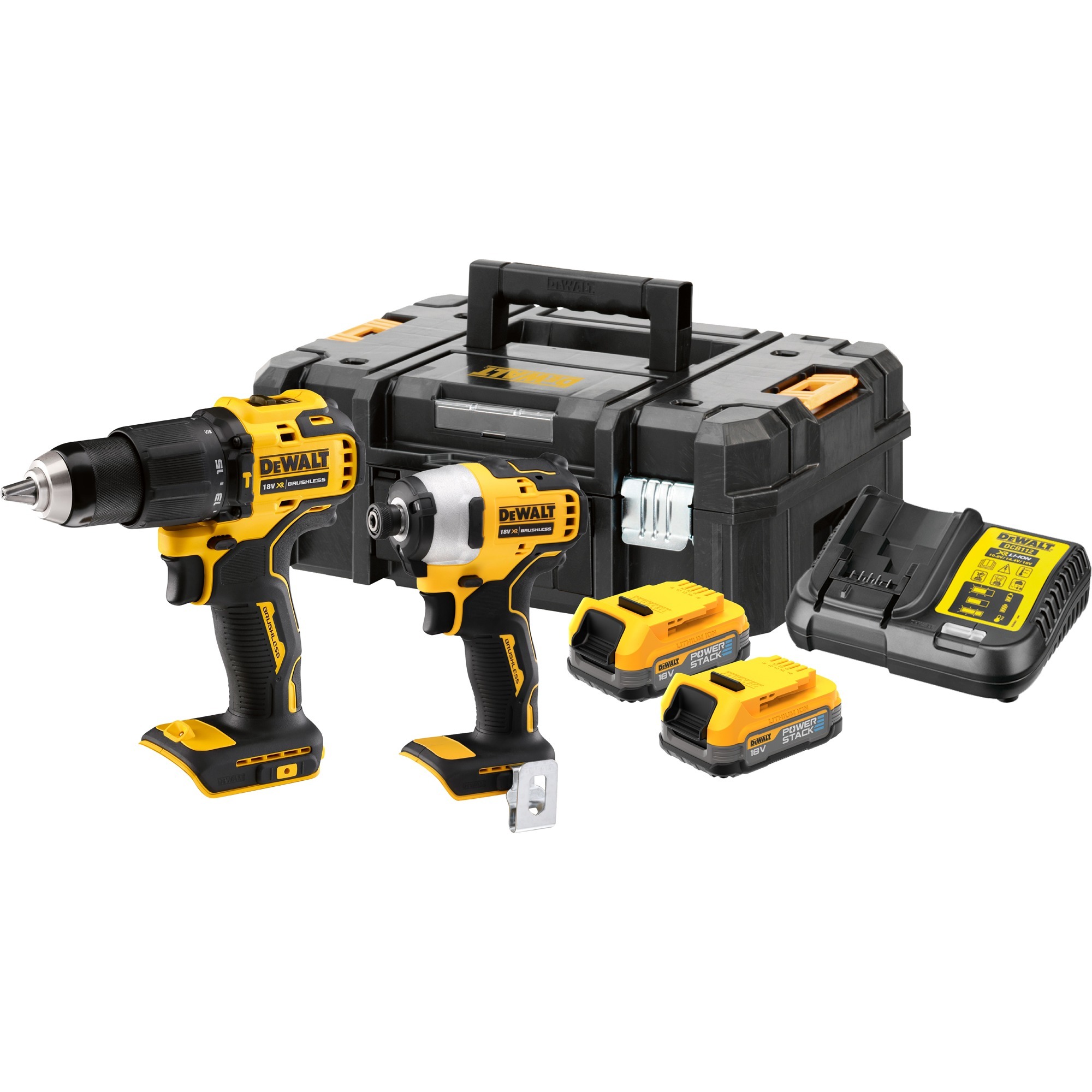 POWERSTACK Akku-Kombo-Pack DCK2062E2T, 18Volt, mit Schlagschrauber, Schlagbohrschrauber