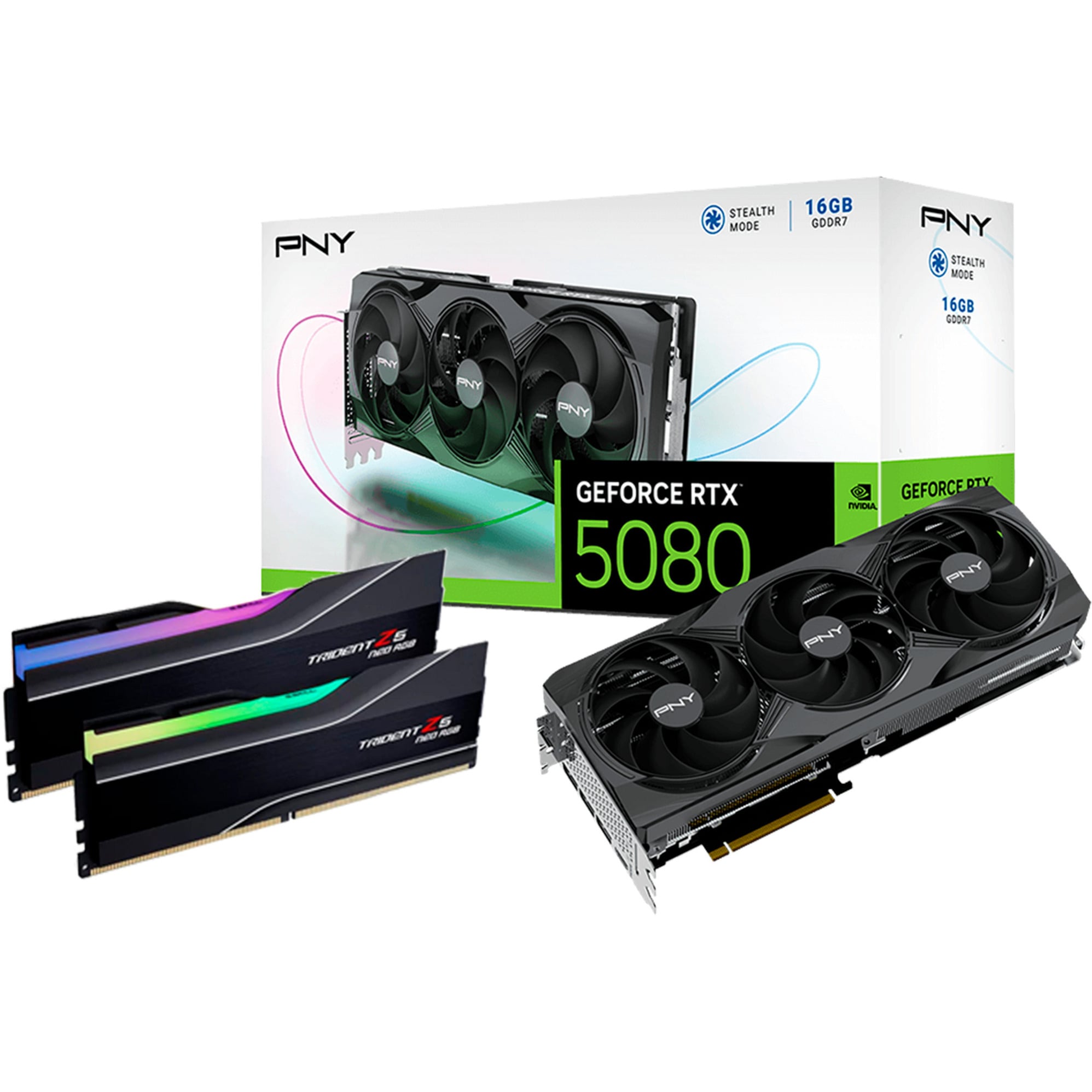 PNY GeForce RTX 5080 + G.Skill 64GB DDR5 6000-30 RGB, PC-Aufrüstkit