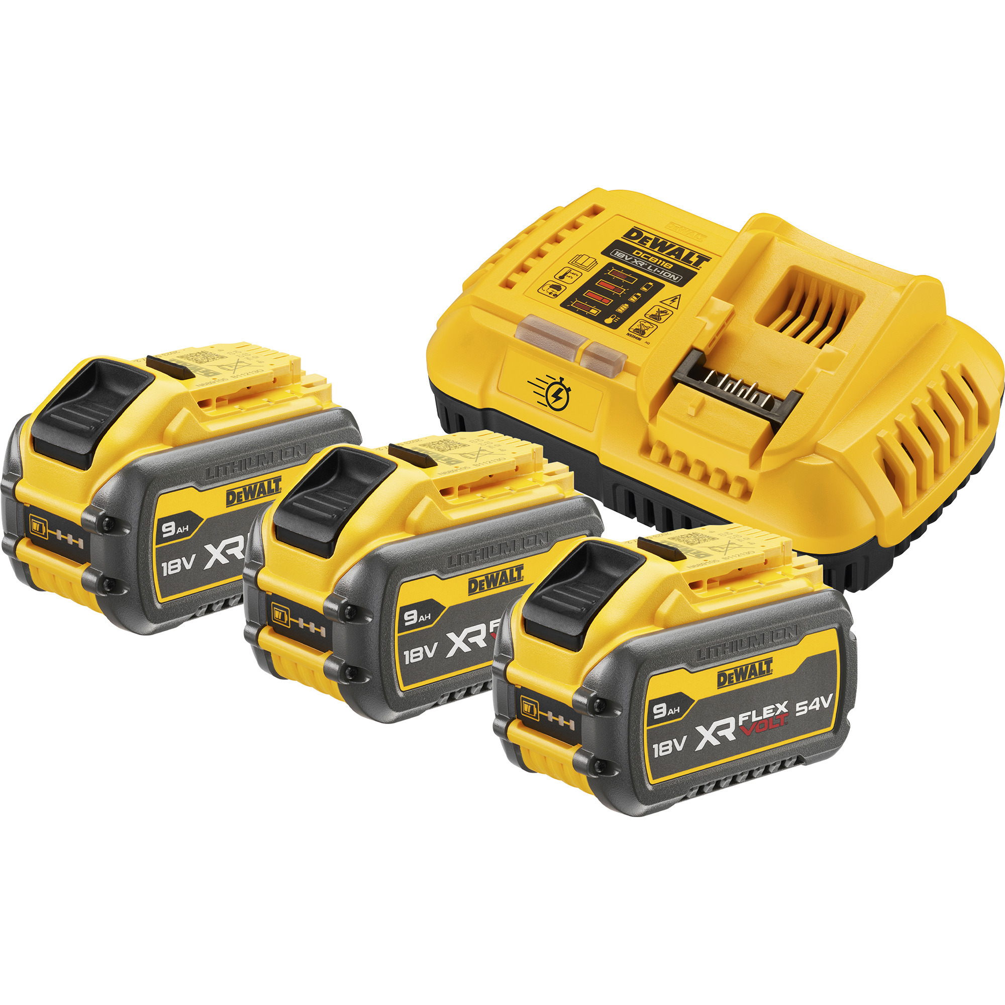 XR FLEXVOLT Akku Starterkit DCB118X3, inkl. 3x Akku 54Volt 3Ah, Set