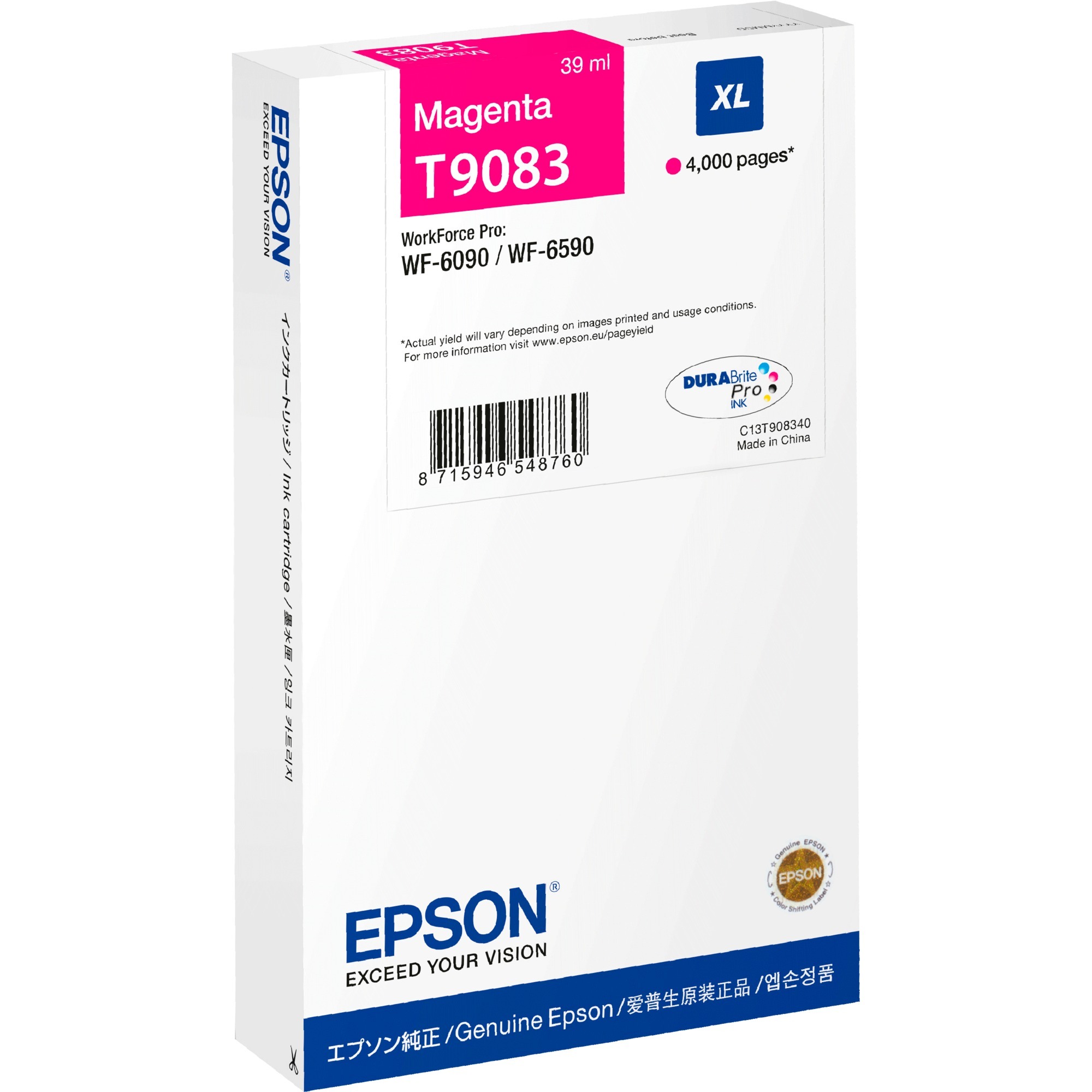 Original Epson C13T908340 / T9083 Tintenpatrone magenta