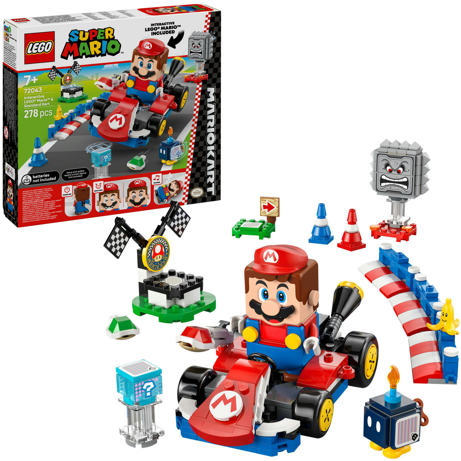 72043 Super Mario - Mario Kart: Interaktiver LEGO Mario & Standard-Kart, Konstruktionsspielzeug