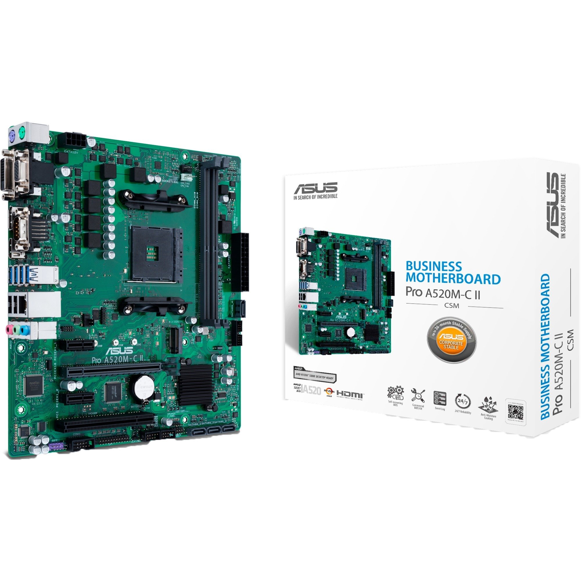 Asus PRO A520M-C II/CSM, Mainboard | 04711081250098 Asus PRO A520M-C II/CSM, Mainboard | 04711081250098