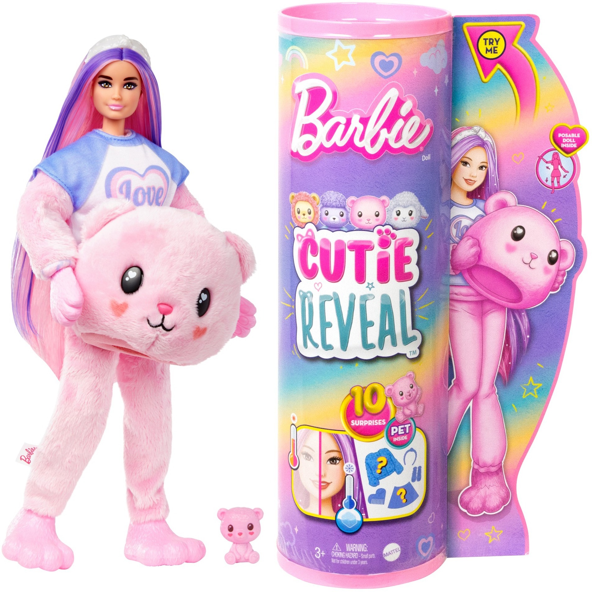 Barbie Cutie Reveal Puppe Mit Teddy-Kostüm – 10 Überraschungen, Farbwechsel-Effekt, Für Kinder Ab 3