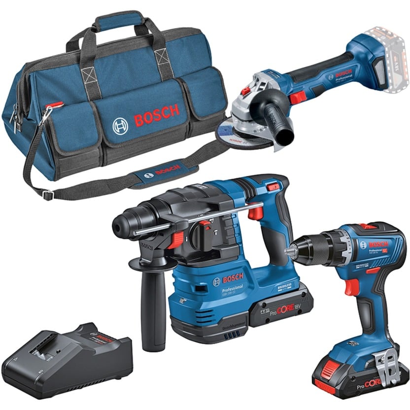 Bosch Kombi-Set 18V: GSR 18V-55 + GWS 18V-7 + GBH 18V-22, Werkzeug-Set | 04053423251043 Bosch Kombi-Set 18V: GSR 18V-55 + GWS 18V-7 + GBH 18V-22, Werkzeug-Set | 04053423251043